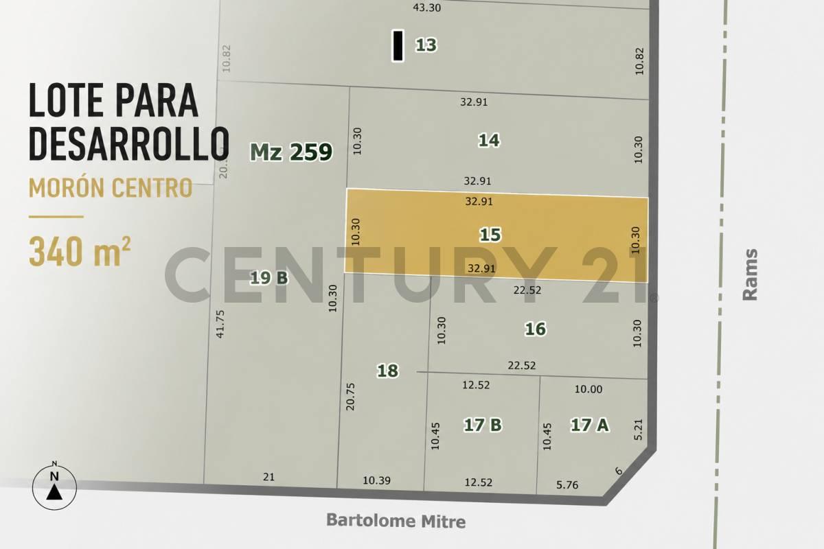 VENTA LOTE MORON CENTRO IDEAL INVERSOR 340 M2 — foto 1